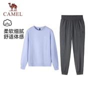 骆驼女装卫衣套装女2023休闲运动健身跑步长袖两件套宽松长裤
