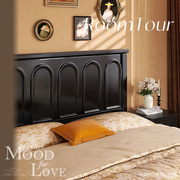 法式床复古实木床现代简约主卧室黑色1.8米1.5双人床美式轻奢婚床