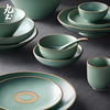 九土手工陶瓷餐具套装复古陶瓷米，饭碗平盘碟子大汤碗家用日式食器