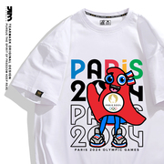 2024法国巴黎奥运会周边t恤夏男女同款吉祥物，弗里热纯棉短袖衣服
