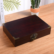 实木带锁木箱复古长方形，整理储物箱收纳盒大号密码，木箱子木质盒子