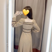 2021秋季长袖连衣裙年女气质韩版收腰显瘦减龄裙子设计感小众