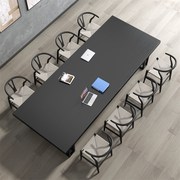 定制黑色大型实木会议桌长桌现代职员办公电脑桌简约长方形会议室