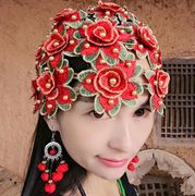 花朵镂空贝雷帽女士蕾丝帽子，云南民族风，刺绣绣花户外气质帽