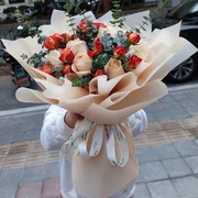 香槟玫瑰花束福州鲜花同城，速递厦门送花生日，福清平潭泉州晋江花店