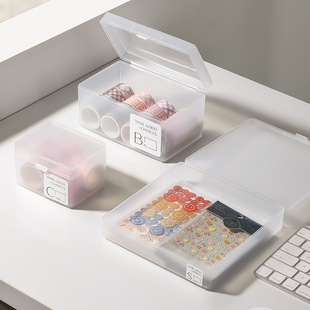 夹子贴纸卡片小物件收纳盒磨砂，透明小号塑料盒，抽屉分类整理收纳盒