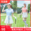 高尔夫球女士短袖t恤polo衫翻领，运动休闲女装白蓝色(白蓝色)撞色上衣服装
