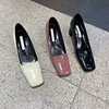 韩国单鞋24年简约纯色高级感粗跟方头乐福鞋ol通勤时尚单鞋