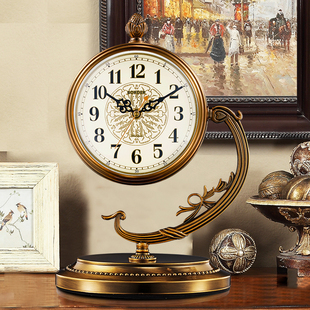 座钟客厅时钟摆台式钟表摆件欧式台钟桌面大坐钟美式轻奢中式