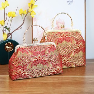 新中式手提包女中国风结婚包包新娘包大气妈妈放礼金红色秀禾手包