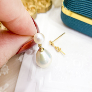 diy珍珠配件s925纯银，耳钉空托双珠款银饰，耳环托女配5-10mm圆珠