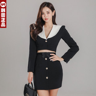 韩国春秋高端时尚气质西装，套装裙两件套小香风，短款外套+短裙