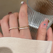 极细素圈方形锆石戒指套装女冷淡风，个性尾戒小众，设计高级感食指戒