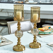 轻奢欧式金色水晶玻璃花瓶插花装饰品餐桌客厅台面电视柜烛台