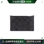 香港直邮COACH蔻驰男女同款C纹印花中长款拉链零钱包外带卡位卡包