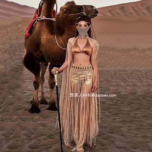 埃及敦煌写真流苏裙子套装，希腊女神装沙漠，旅游性感毛线编织连衣裙