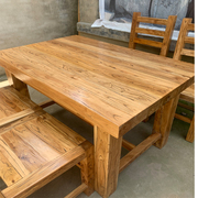 实木餐桌椅组合现代简约老榆木家具长方形，饭桌家用餐厅酒店定制