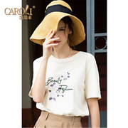 凯瑞来2023夏季女士纯棉短袖，t恤字母，花朵图案印花上衣n3008b