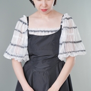 TT unique原创设计小众腔调仙气飘逸蕾丝抹胸半袖短款上衣罩衣