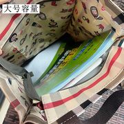 经典防水格纹手提包饭盒便当包拉链学生补课袋大容量上班妈咪