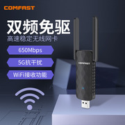 comfastcf-822ac台式电脑wifi接收器650m双频，usb无线网卡，5g笔记本外置免驱电竞远距离无线接收器wifi发射器