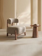 欧式现代设计师民宿酒店休闲椅子，极简实木布艺客厅单人轻奢沙发