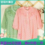 2023夏季日系田园棉麻女装，少女甜美常规，款短袖单排多扣女衬衫