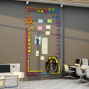留言板贴纸画公司告示栏办公室墙面装饰企业文化创意设计会议布置