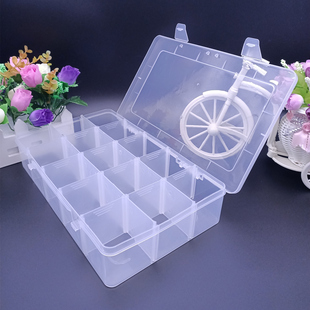 大号15格透明可拆塑料，收纳盒桌面整理盒，工具盒储物盒样品展示盒