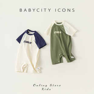 婴儿衣服夏季新生儿连体衣，男宝短袖爬服哈衣婴幼儿外出服宝宝夏装
