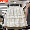 2024春夏季白色短裙高腰显瘦法式蓬蓬裙蛋糕裙，a字半身仙女裙