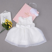 百天礼服女婴儿公主宝宝裙子，春款装洋气，白一周岁孩子生日衣服夏