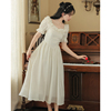 法式复古宫廷风公主裙平时可穿裙子甜美长裙蕾丝白色连衣裙女礼服