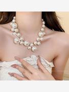 2023复古珍珠珍珠项链法式夸张锁骨链新娘结婚礼服婚纱配饰造型