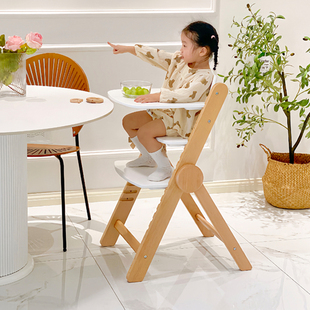 儿童成长椅宝宝吃饭座椅婴儿，餐桌椅多功能可折叠加宽学坐家用实木