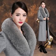 秋冬中长款狐狸毛领羊绒，大衣女中年妈妈韩版修身显瘦毛呢保暖外套