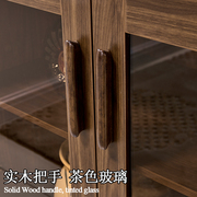 中式餐边柜现代h简约储物柜边柜橱柜碗柜子经济型茶水柜胡桃木色