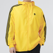 adidas阿迪达斯连帽外套，男女装2023运动服，黄色防风上衣夹克