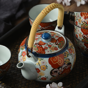 日本进口瓷器茶具波佐见烧茶壶汤吞杯套装结婚乔迁送礼