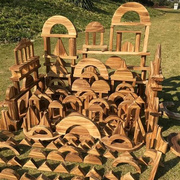 幼儿园原木木质积木大块构建大型碳化积木拼装搭建儿童玩具