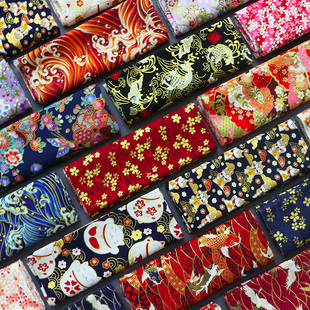 日本和风烫金棉布家居布艺手工，拼布diy面料，日式纯棉服装印染布料