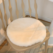 奶油色羊剪绒椅垫圆形坐垫天然羊皮，梳妆凳坐垫餐椅垫短毛不易掉毛