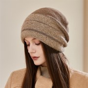 堆堆帽子女秋冬天针织毛线帽街头休闲百搭潮护耳，保暖包头帽(包头帽)月子帽