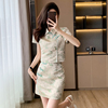 新中式国风套装裙女夏季女装改良旗袍小个子短裙两件套连衣裙
