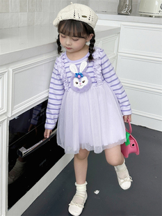 女童连衣裙春款紫色可爱小女孩乐蒂公主裙网纱蛋糕裙儿童裙子春秋