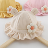 婴儿帽子春秋薄款韩系洋气公主女宝宝渔夫帽可调节小月龄女童盆帽