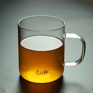 睿瑾轩家用玻璃杯带把简约透明泡茶杯耐高温微波炉专用早餐杯
