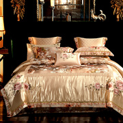 欧式床上用品四件套轻奢美式高档被套宫廷风贡缎，提花六八十多