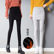 假两件打底裤女秋冬季包臀裙裤一体连裙加绒加厚保暖弹力紧身高。