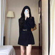 日本黑色西装外套女早秋装，冷淡系高级感炸街气质女神范小西服